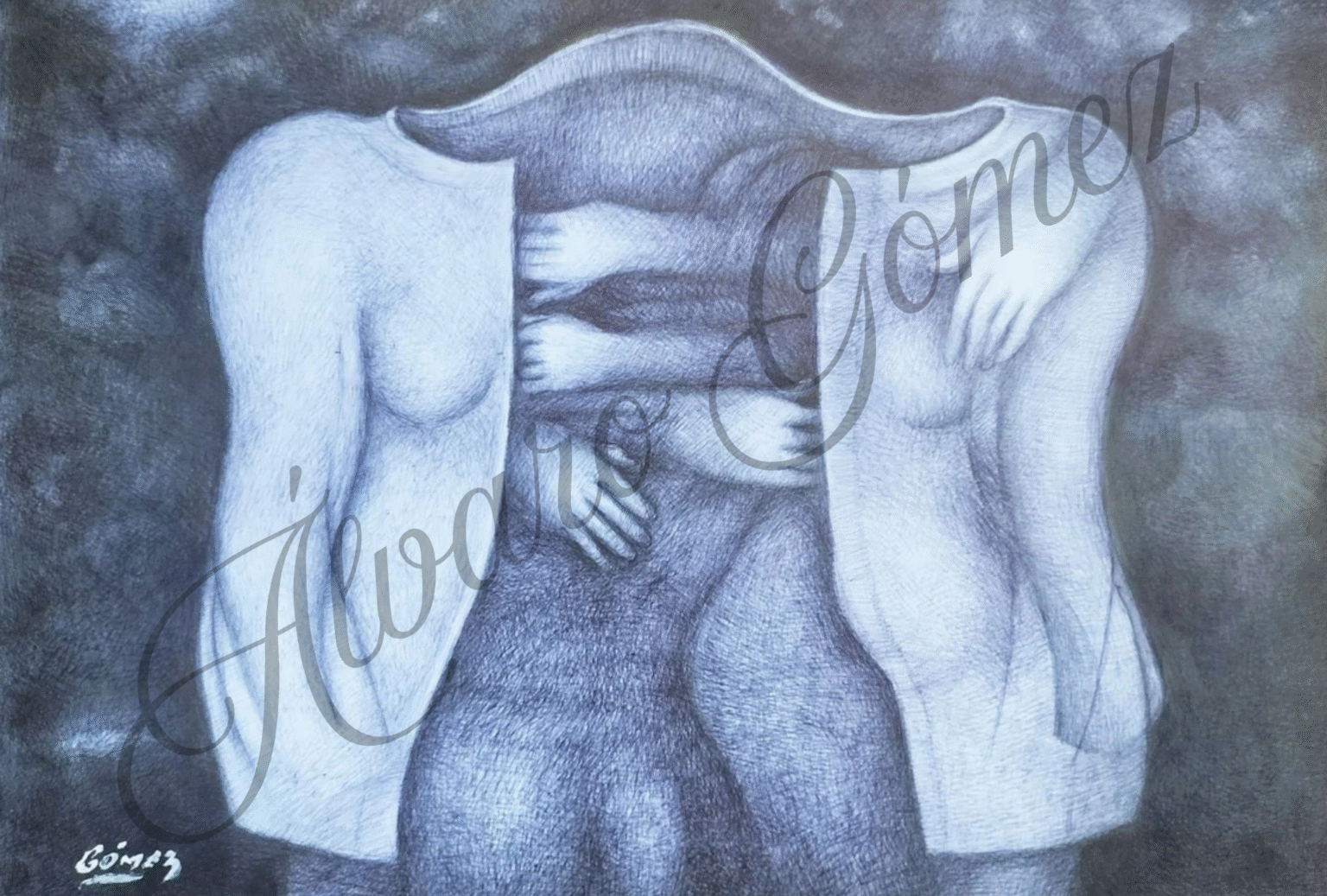 abrazos entrelazados entre un saco de vestir