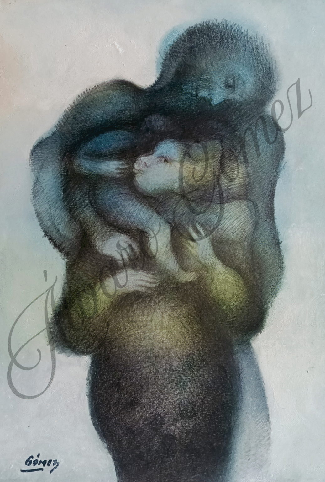 Padre abrazando a mujer e hijo